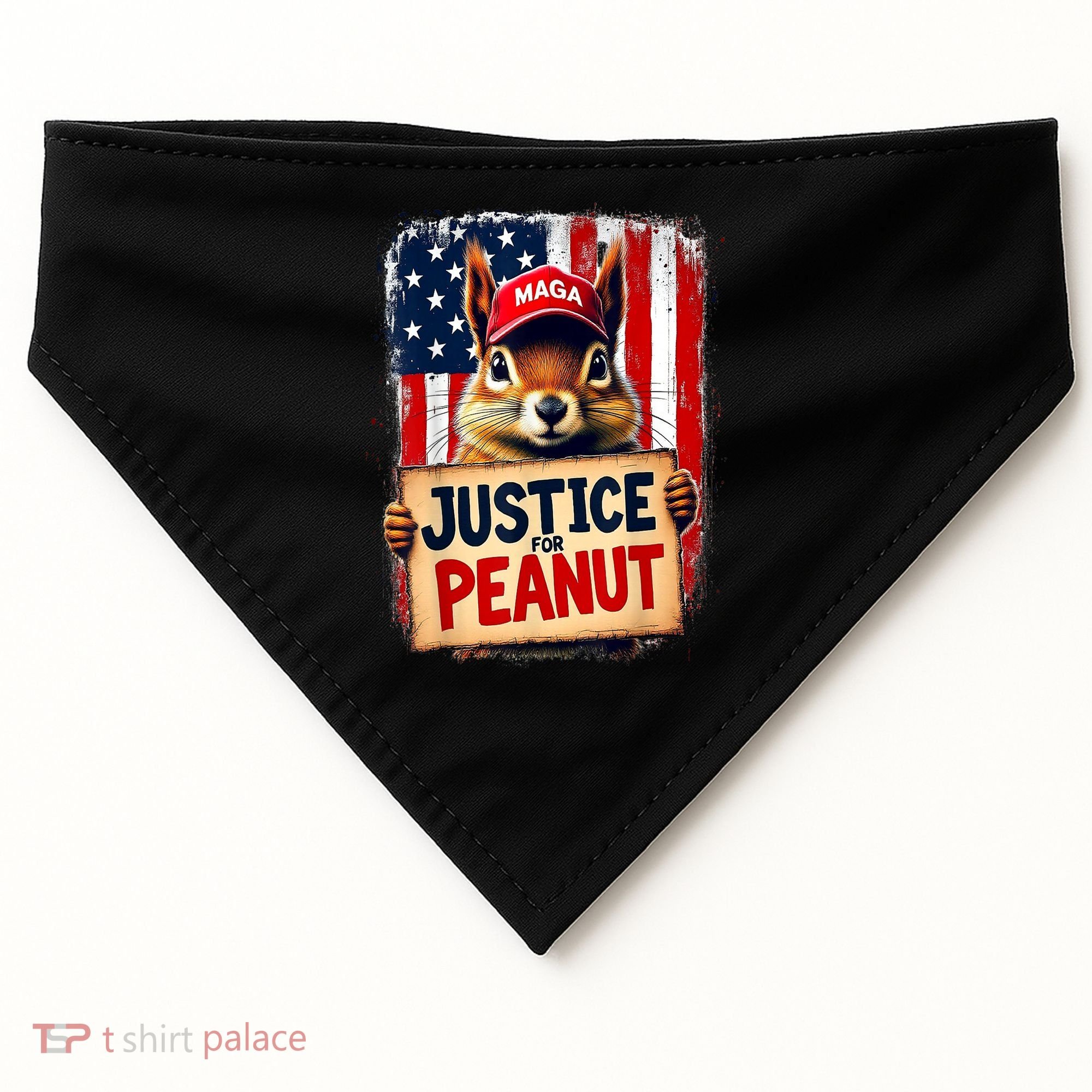 The Squirrel Peanut Squirrel Maga American Flag Justice For Peanut Gift USA-Made Doggie Bandana