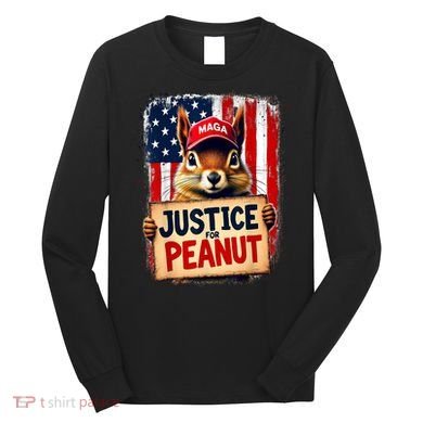 The Squirrel Peanut Squirrel Maga American Flag Justice For Peanut Gift Long Sleeve Shirt