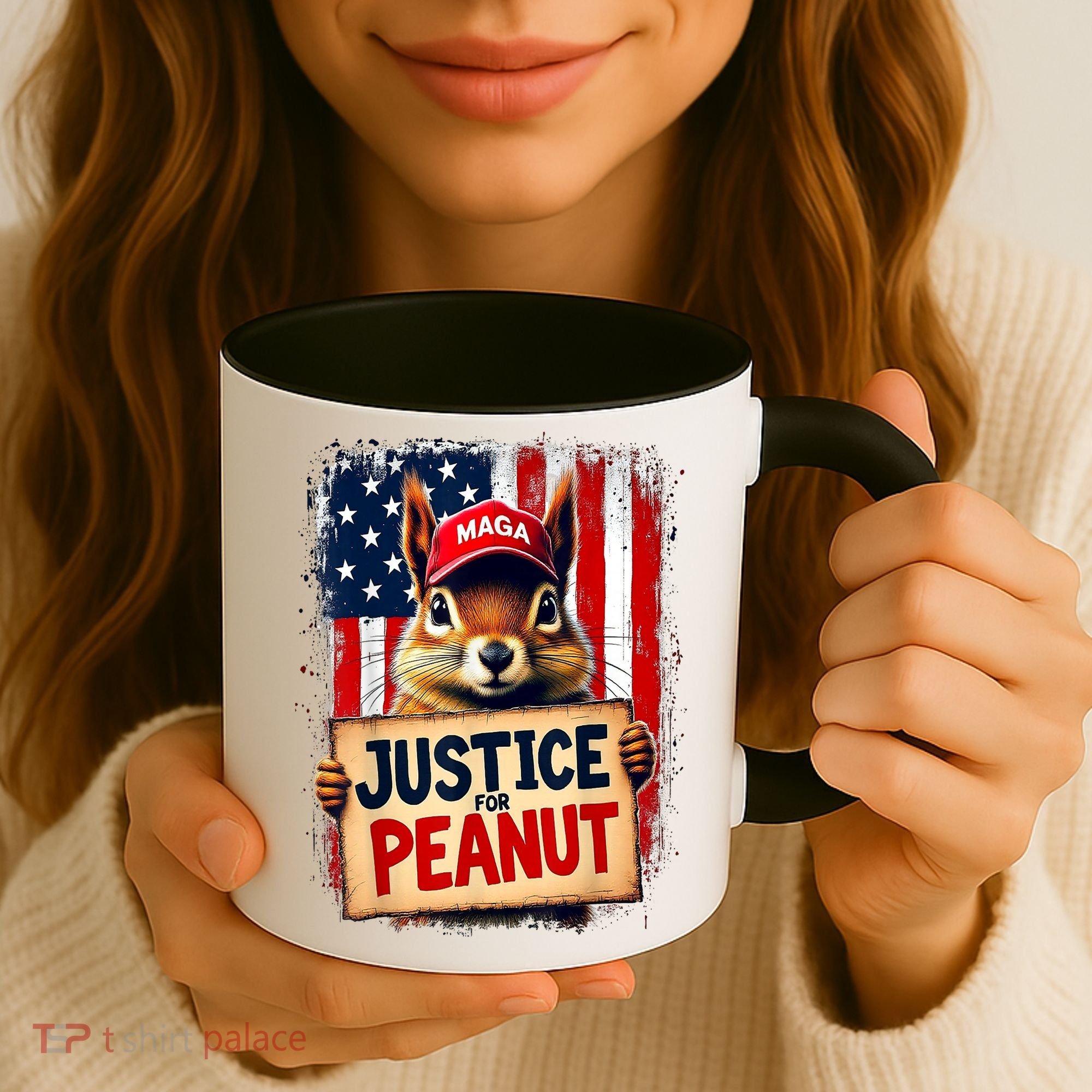 The Squirrel Peanut Squirrel Maga American Flag Justice For Peanut Gift Coffee Mug