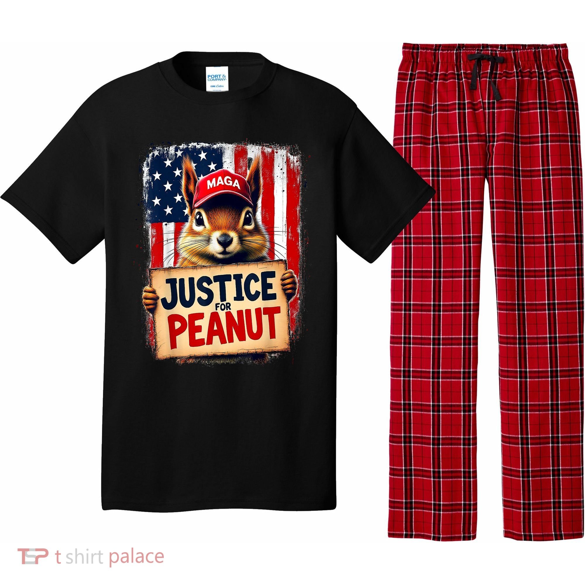 The Squirrel Peanut Squirrel Maga American Flag Justice For Peanut Gift Pajama Set