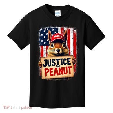 The Squirrel Peanut Squirrel Maga American Flag Justice For Peanut Gift Kids T-Shirt