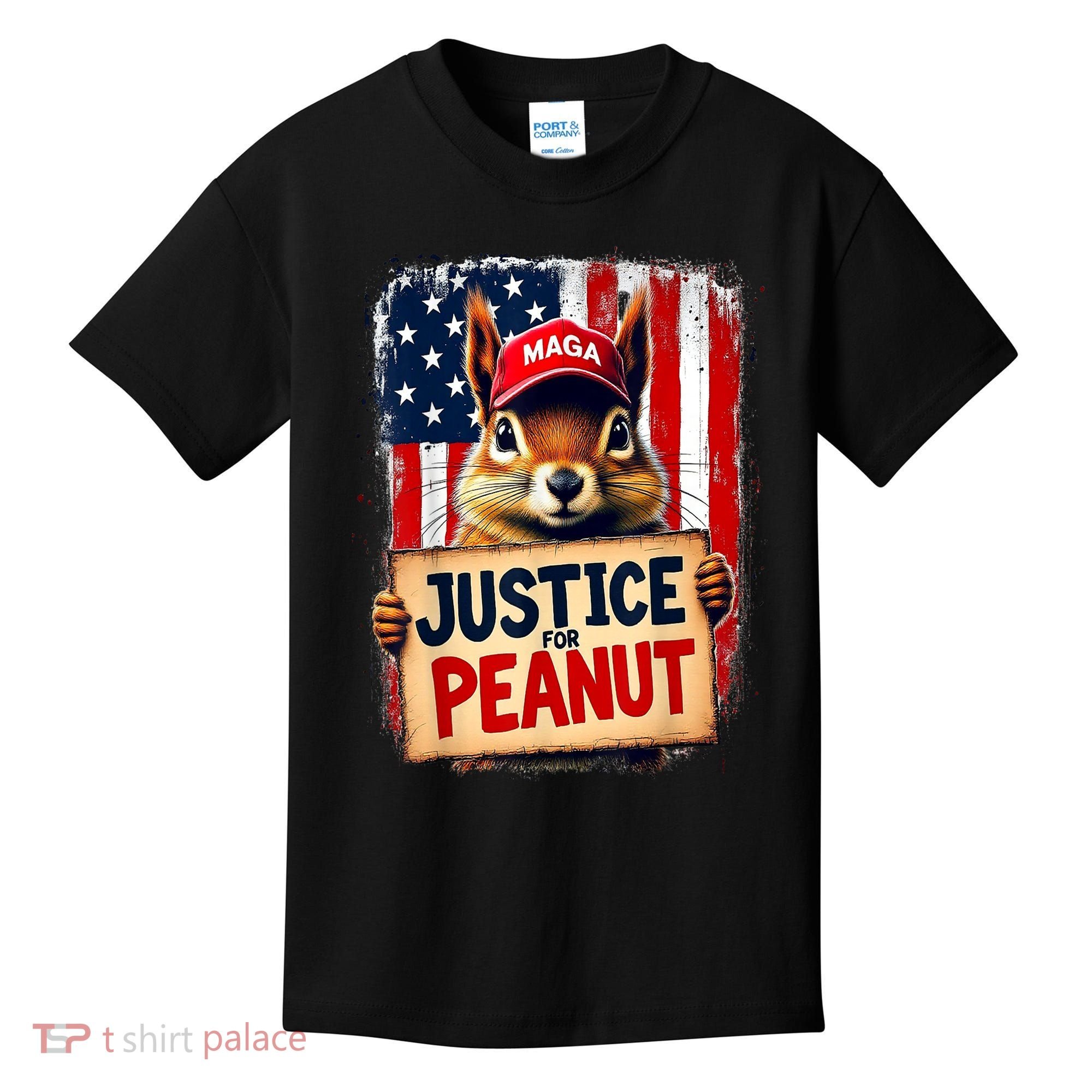 The Squirrel Peanut Squirrel Maga American Flag Justice For Peanut Gift Kids T-Shirt