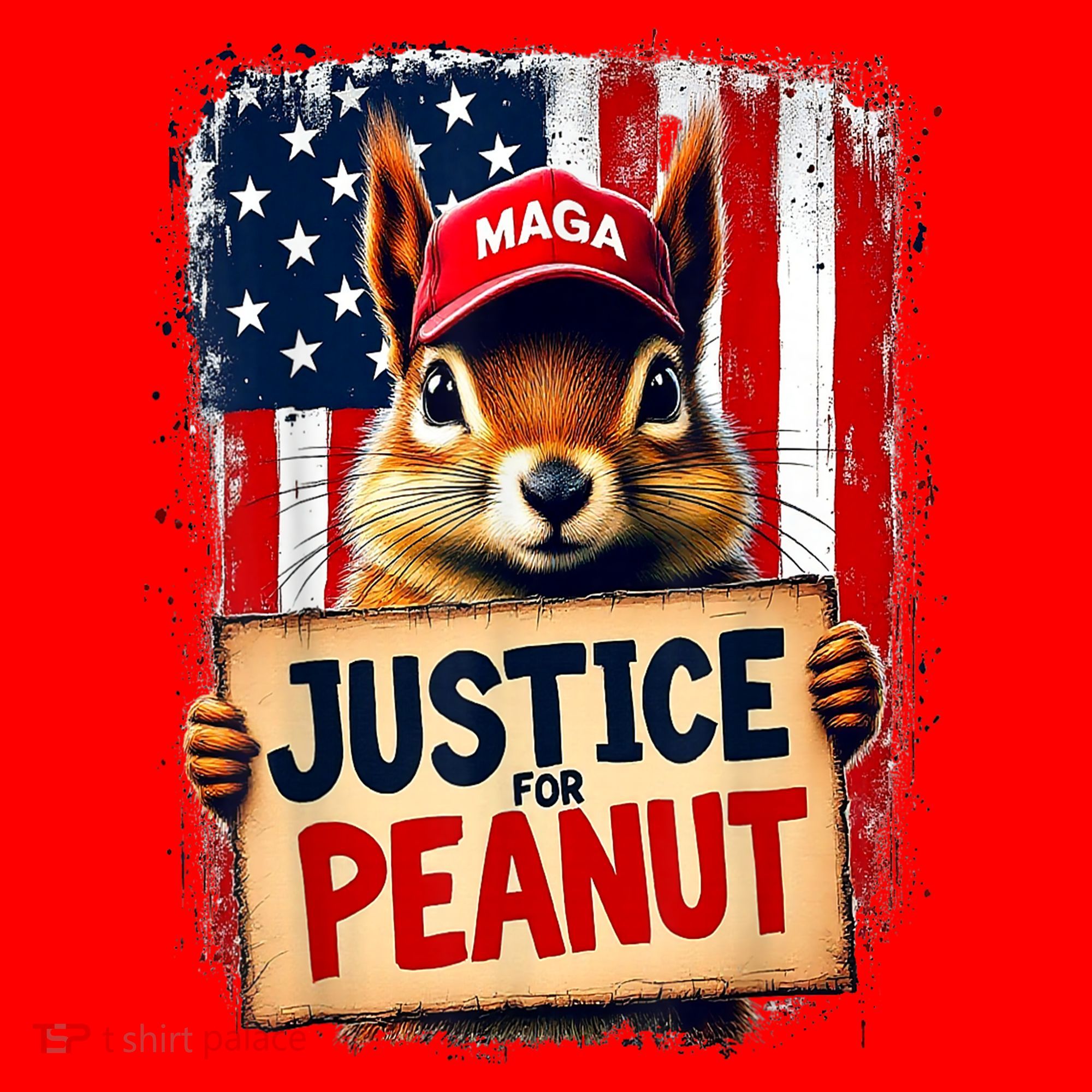 The Squirrel Peanut Squirrel Maga American Flag Justice For Peanut Gift Santa Hat