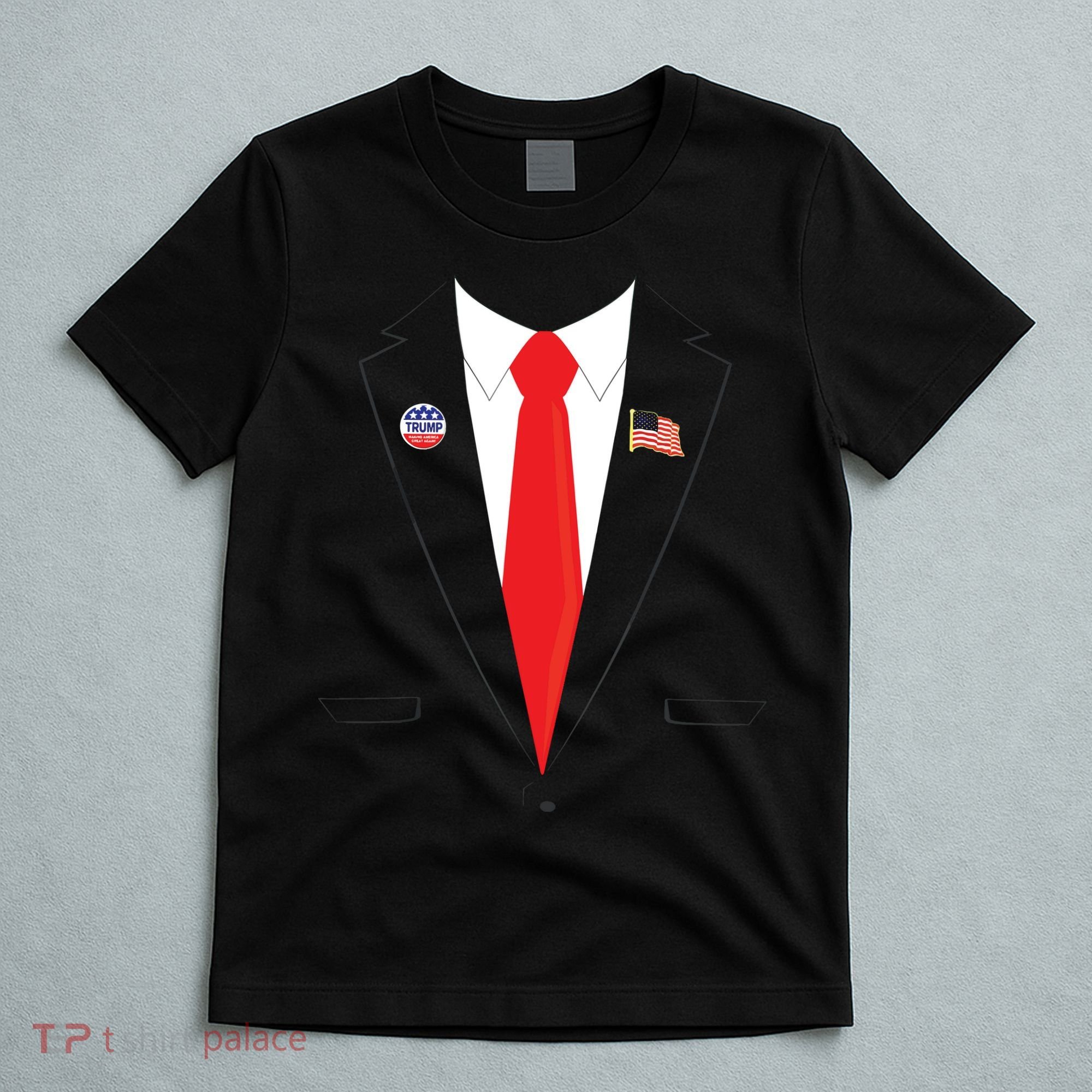 Tuxedo Suit Presidents Day Trump Pin Costume T-Shirt