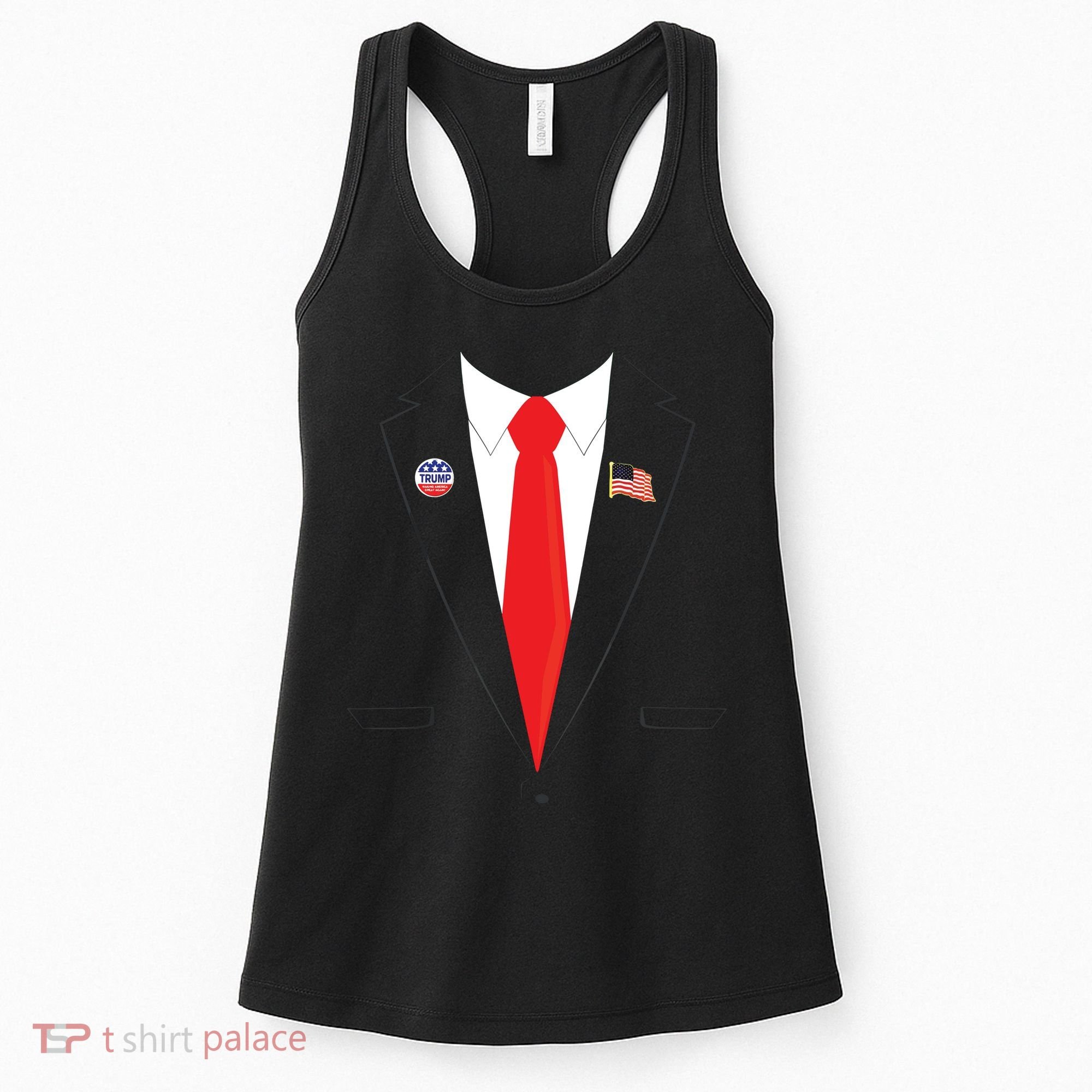 Tuxedo Suit Presidents Day Trump Pin Costume Women's Tank Top