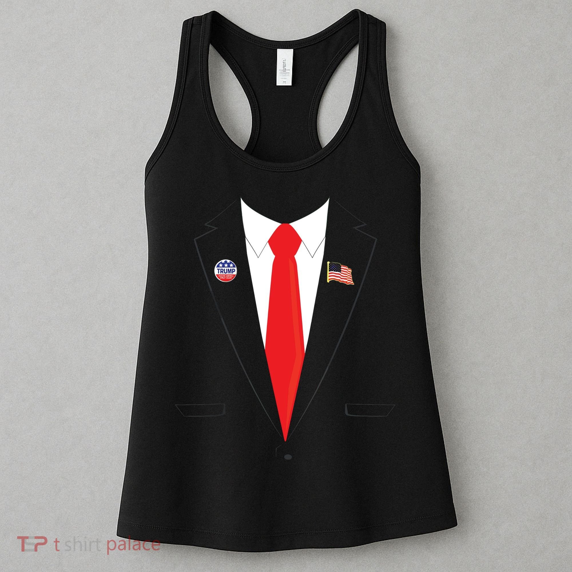 Tuxedo Suit Presidents Day Trump Pin Costume Women's Tank Top