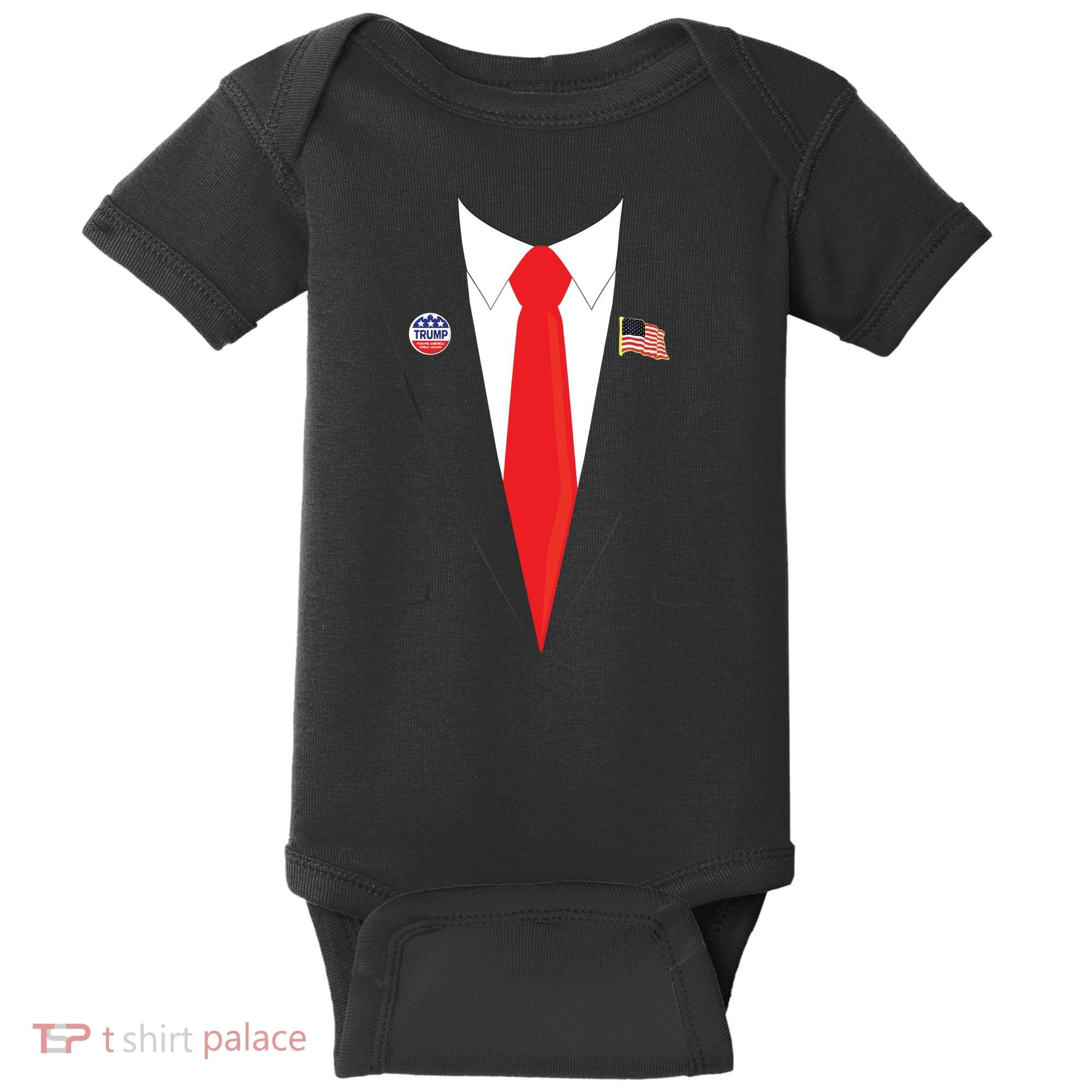 Tuxedo Suit Presidents Day Trump Pin Costume Baby Bodysuit