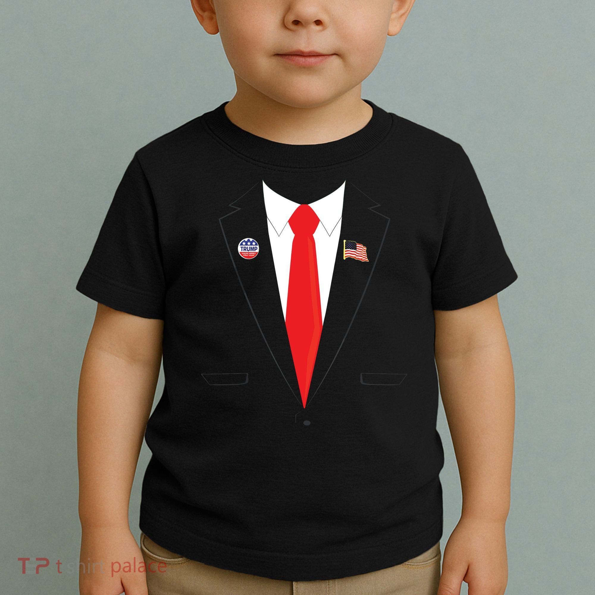 Tuxedo Suit Presidents Day Trump Pin Costume Toddler T-Shirt