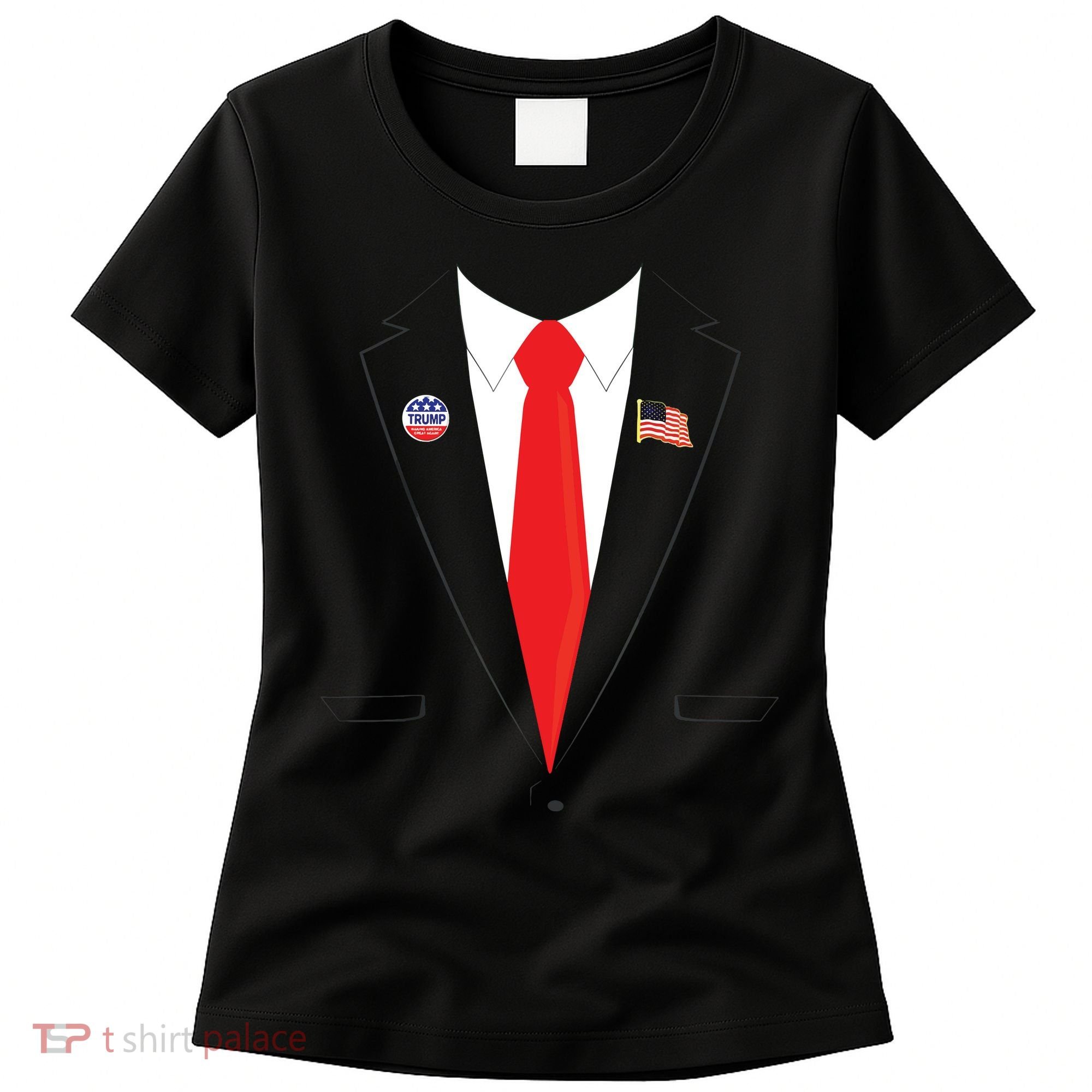 Tuxedo Suit Presidents Day Trump Pin Costume Women's T-Shirt