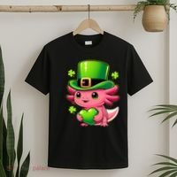 Tag St Patricks Day Axolotl Cute Saint Pattys Kawaii Irish Girl  T-Shirt thumb 2