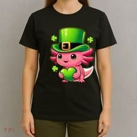 Tag St Patricks Day Axolotl Cute Saint Pattys Kawaii Irish Girl  T-Shirt thumb 4