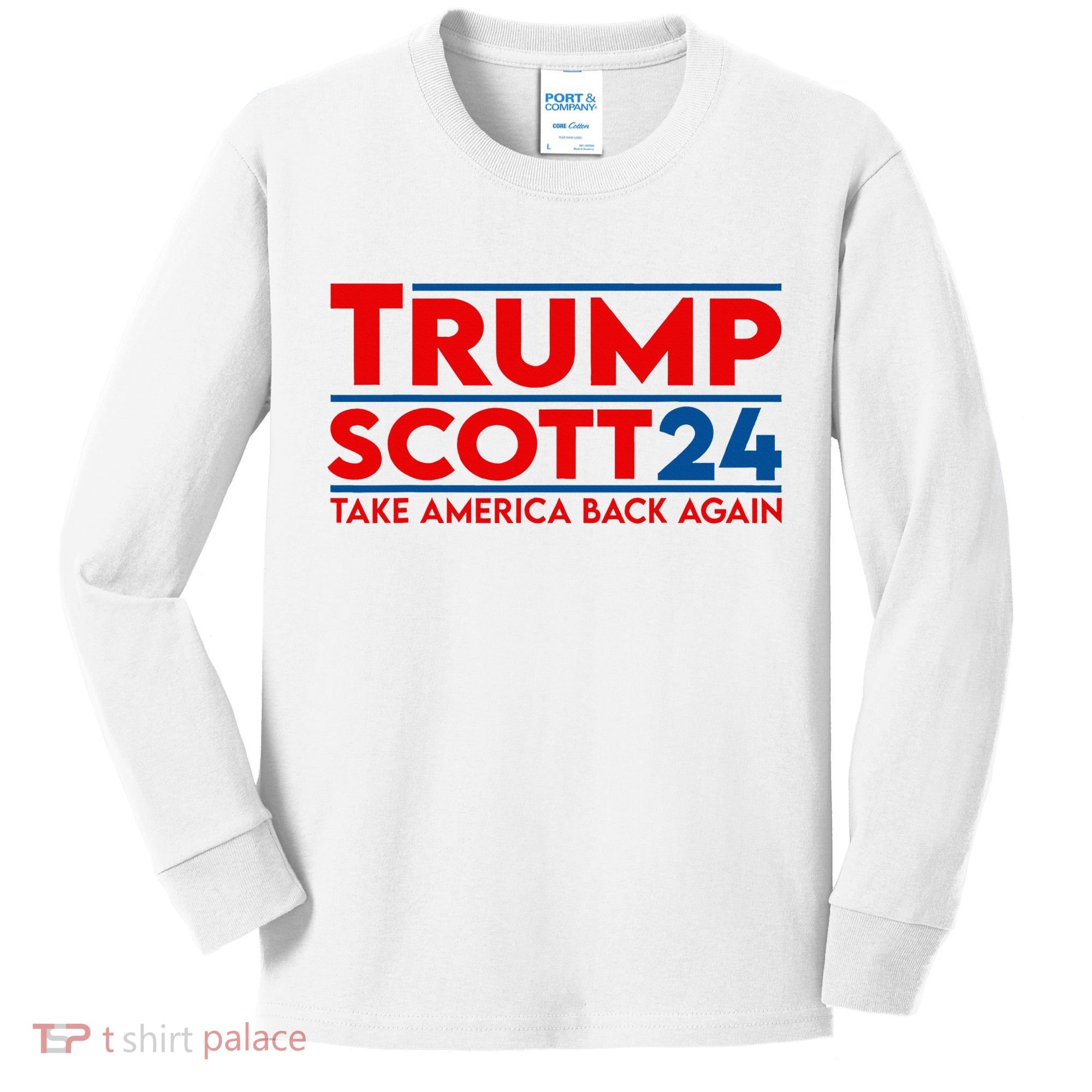 Trump Scott President Trump 2024 Kids Long Sleeve Shirt