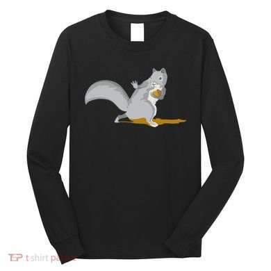 The Squirrel Protect The Nut Cool Vector Design Long Sleeve Shirt