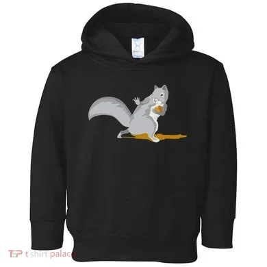The Squirrel Protect The Nut Cool Vector Design Toddler Hoodie