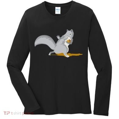 The Squirrel Protect The Nut Cool Vector Design Women's Long Sleeve Shirt