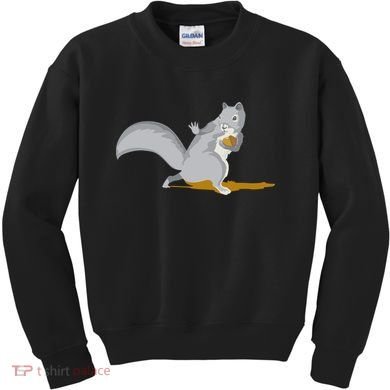 The Squirrel Protect The Nut Cool Vector Design Kids Sweatshirt
