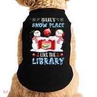 There's Snow Place Like The Library Book Worm Christmas Doggie Tank thumb 0