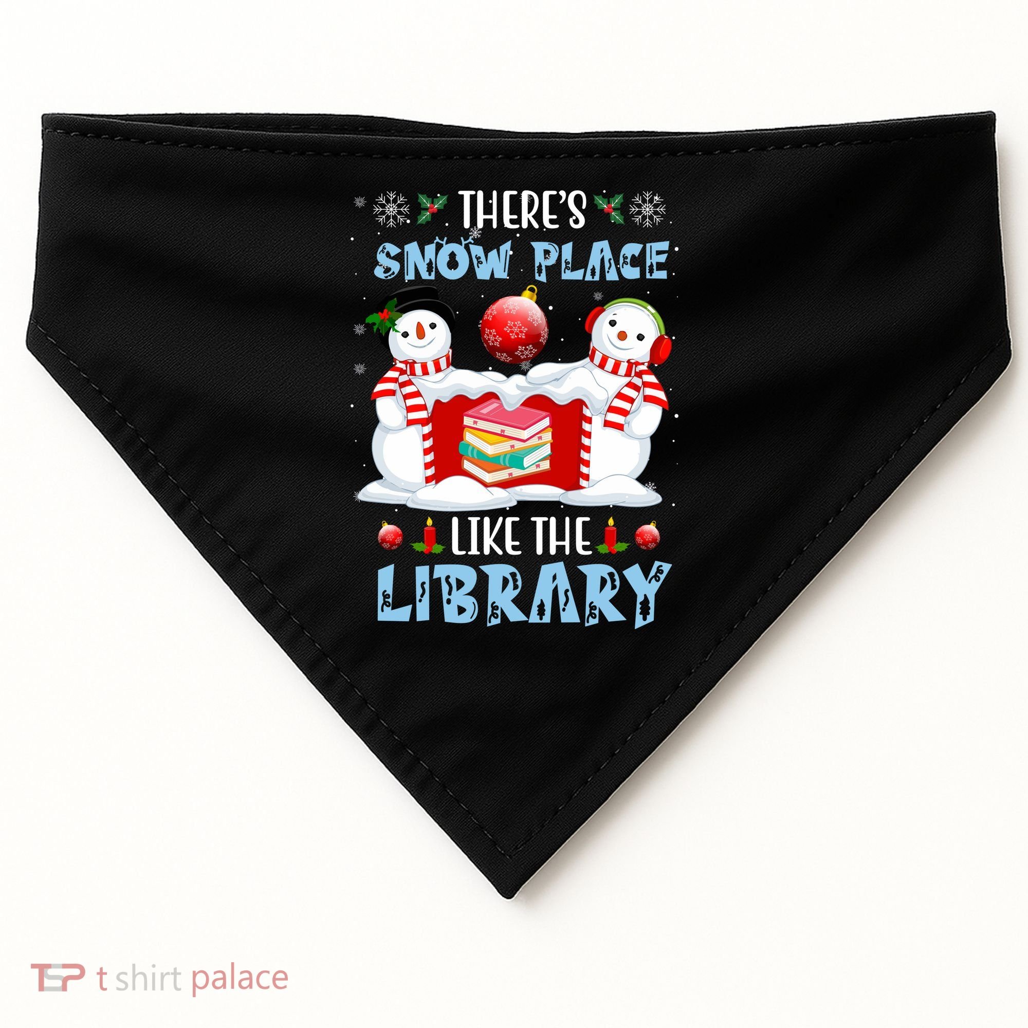There's Snow Place Like The Library Book Worm Christmas USA-Made Doggie Bandana