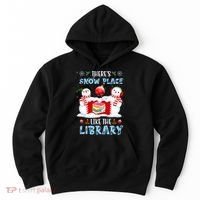 There's Snow Place Like The Library Book Worm Christmas Hoodie thumb 0