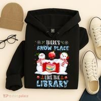 There's Snow Place Like The Library Book Worm Christmas Hoodie thumb 4