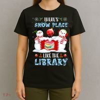There's Snow Place Like The Library Book Worm Christmas T-Shirt thumb 4