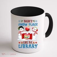 There's Snow Place Like The Library Book Worm Christmas Coffee Mug thumb 1