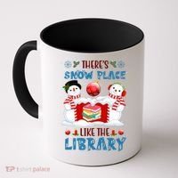 There's Snow Place Like The Library Book Worm Christmas Coffee Mug thumb 0