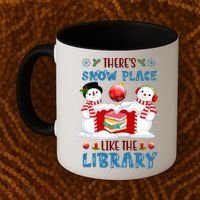 There's Snow Place Like The Library Book Worm Christmas Coffee Mug thumb 2