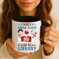 There's Snow Place Like The Library Book Worm Christmas Coffee Mug thumb 3