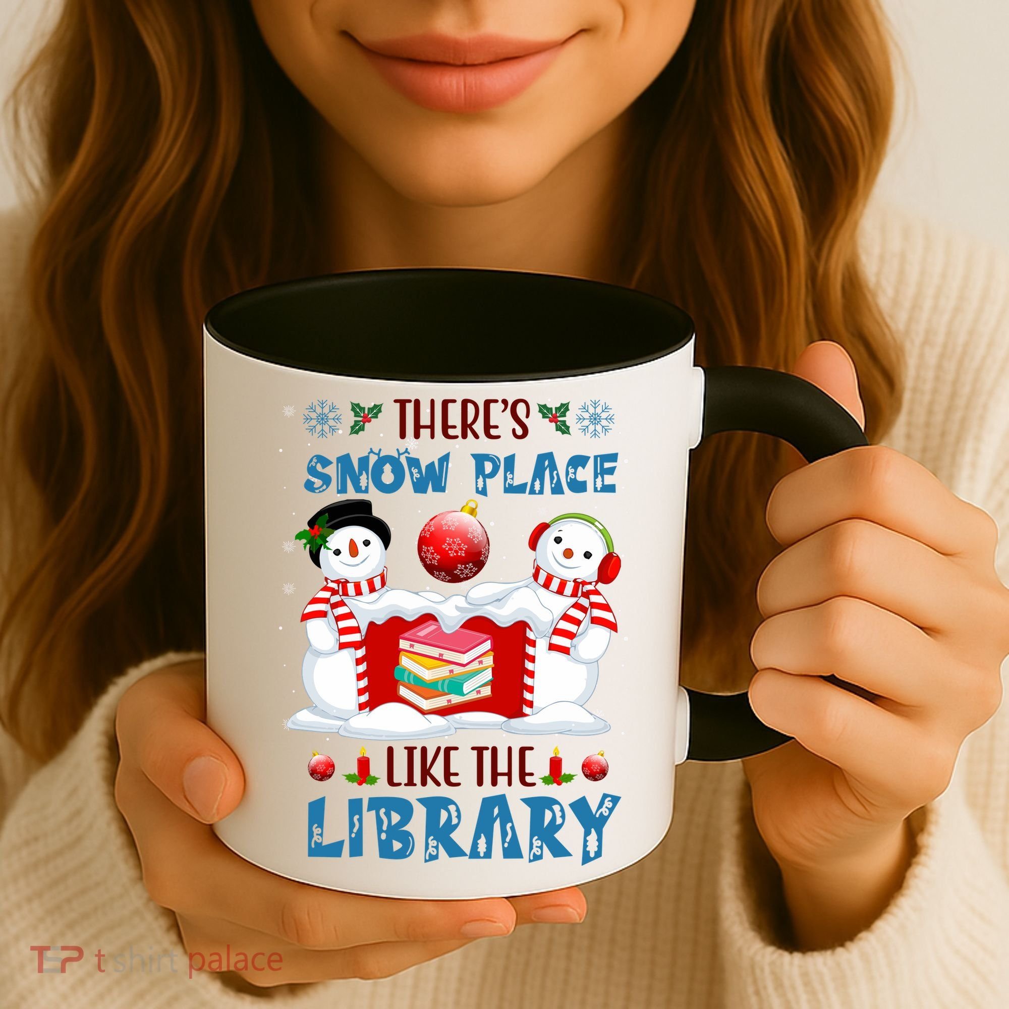 There's Snow Place Like The Library Book Worm Christmas Coffee Mug