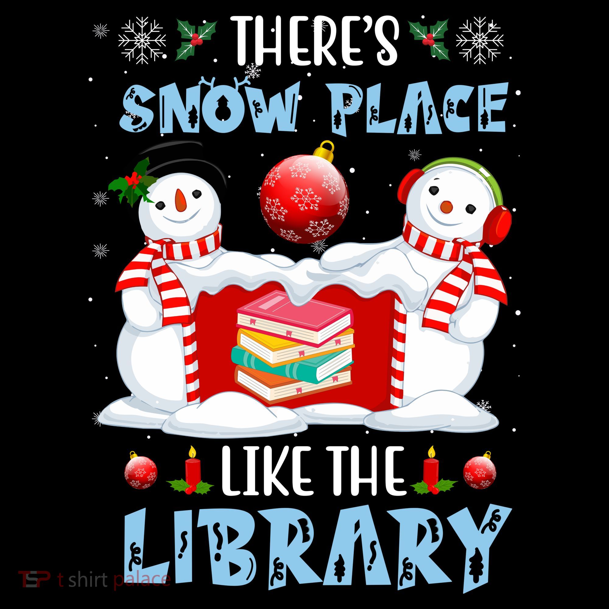 There's Snow Place Like The Library Book Worm Christmas Women's Hoodie