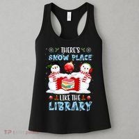 There's Snow Place Like The Library Book Worm Christmas Women's Tank Top thumb 3