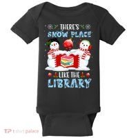 There's Snow Place Like The Library Book Worm Christmas Baby Bodysuit thumb 0