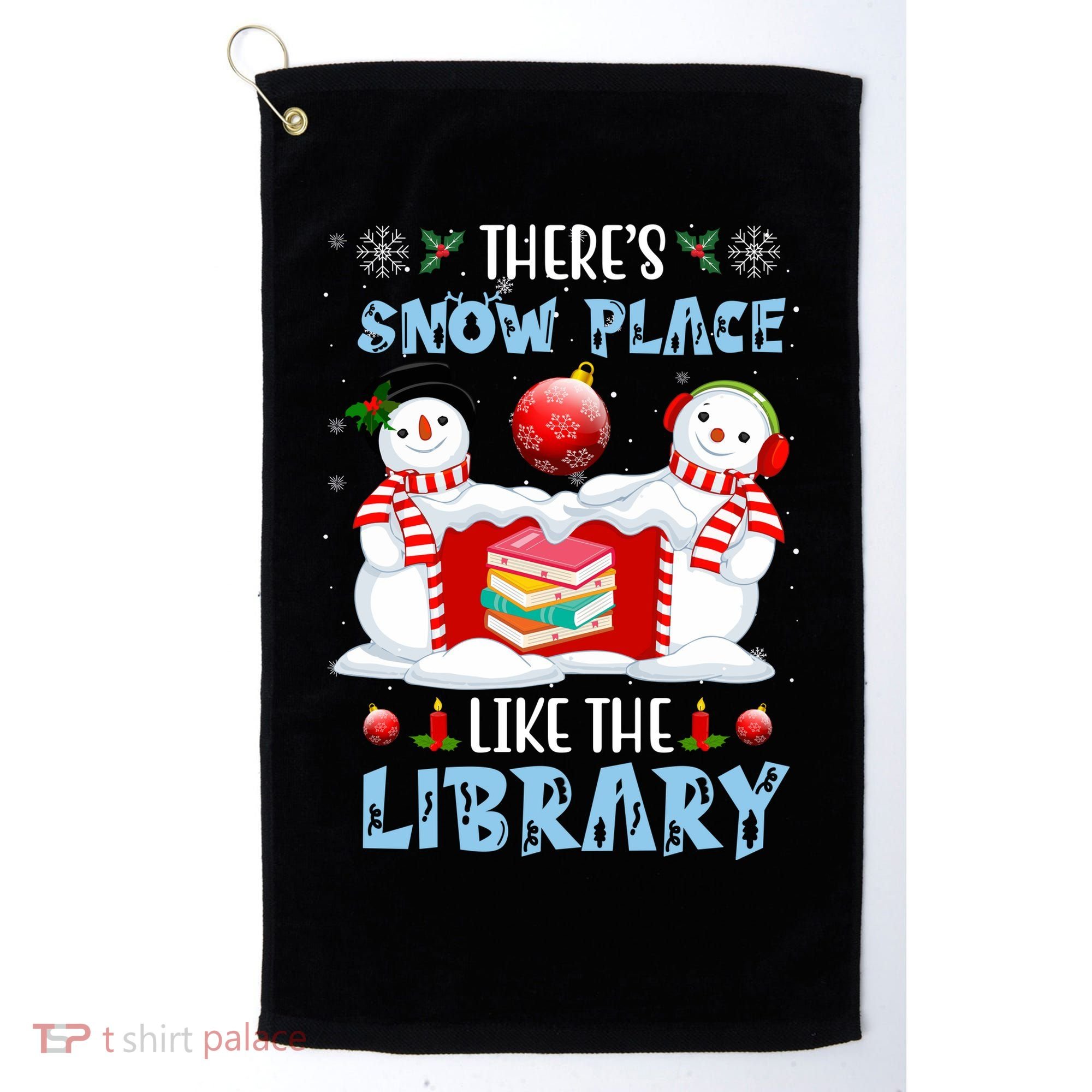 There's Snow Place Like The Library Book Worm Christmas Golf Towel