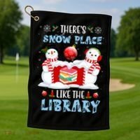 There's Snow Place Like The Library Book Worm Christmas Golf Towel thumb 1