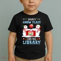 There's Snow Place Like The Library Book Worm Christmas Toddler T-Shirt thumb 2