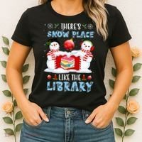 There's Snow Place Like The Library Book Worm Christmas Women's T-Shirt thumb 2
