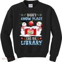 There's Snow Place Like The Library Book Worm Christmas Kids Sweatshirt thumb 0