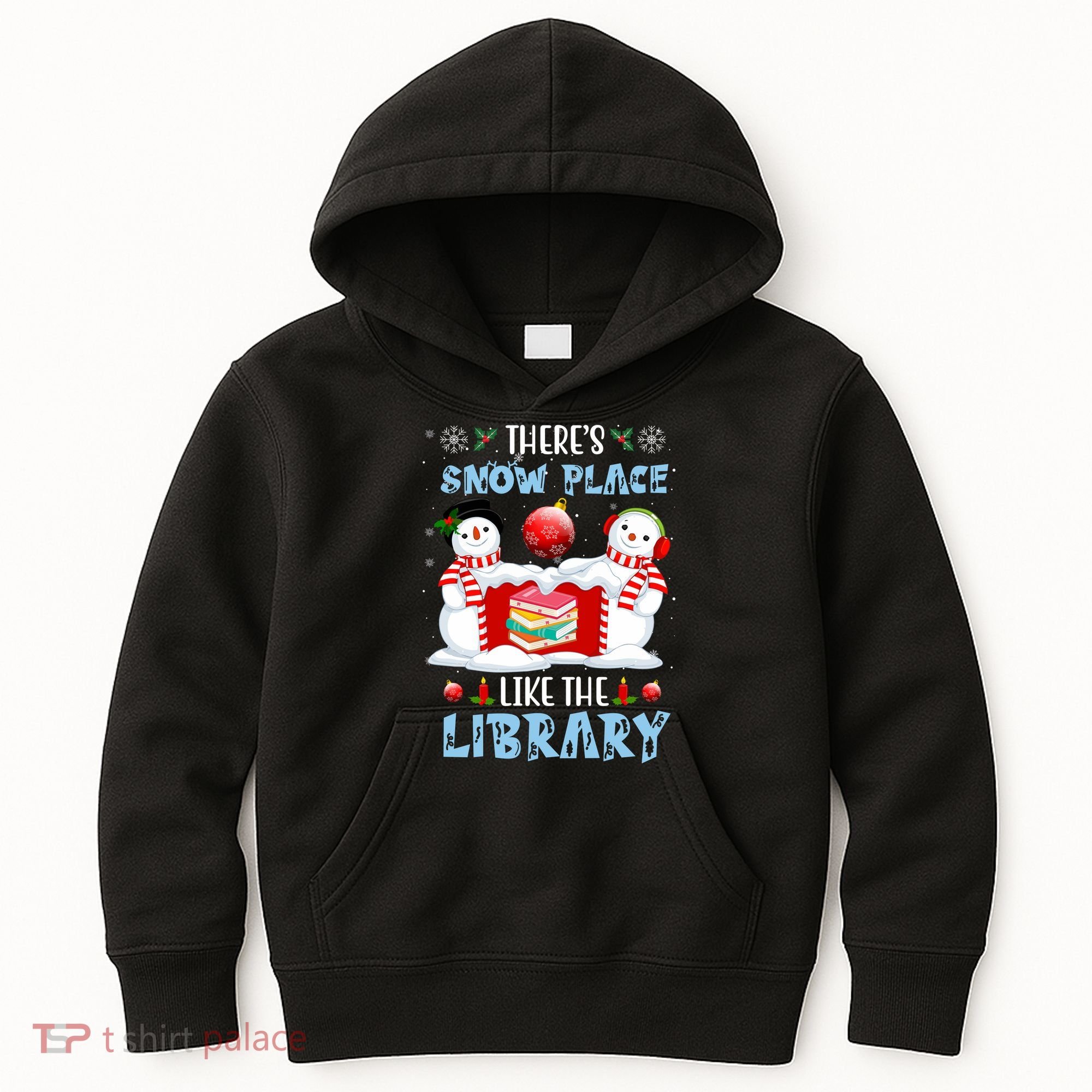 There's Snow Place Like The Library Book Worm Christmas Kids Hoodie