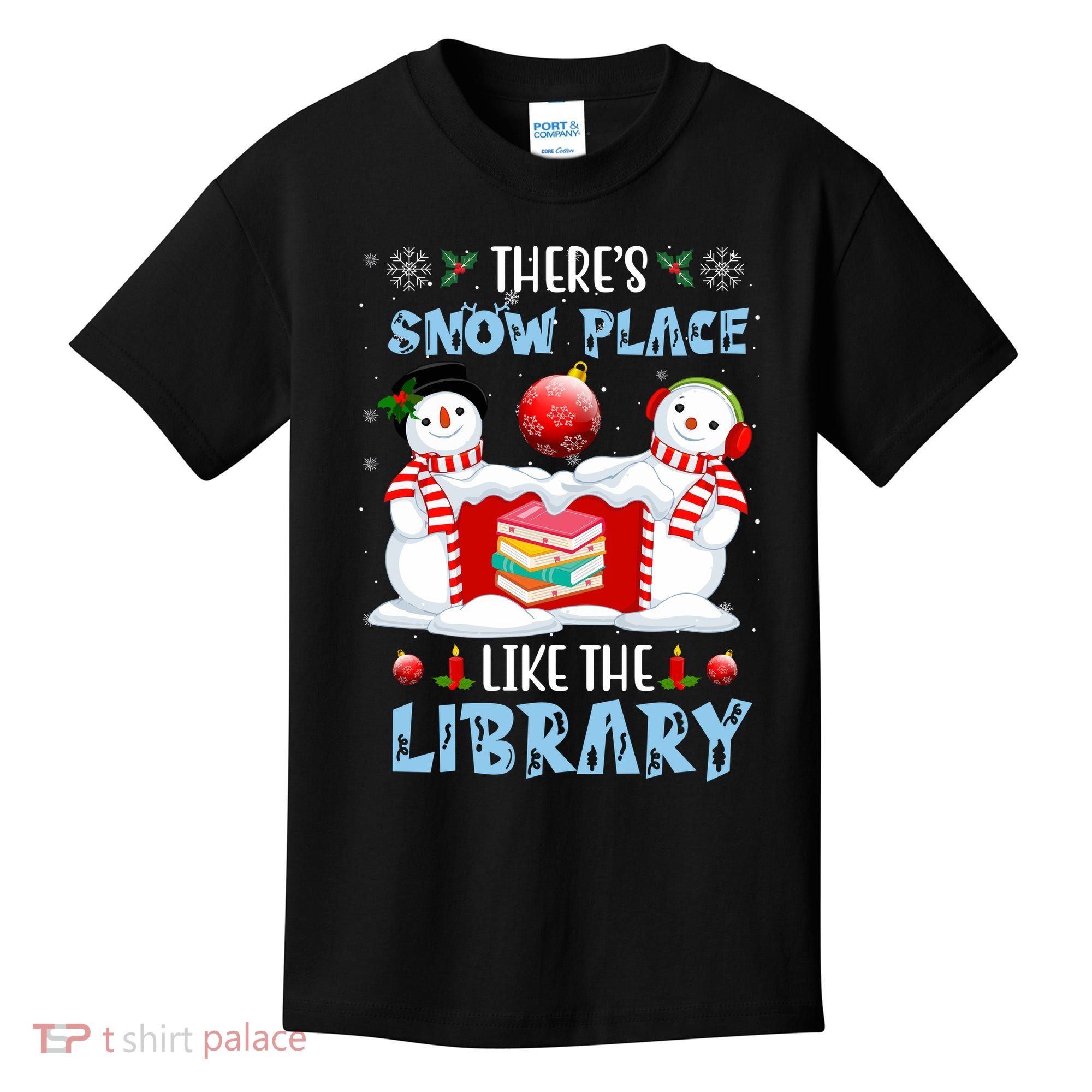 There's Snow Place Like The Library Book Worm Christmas Kids T-Shirt