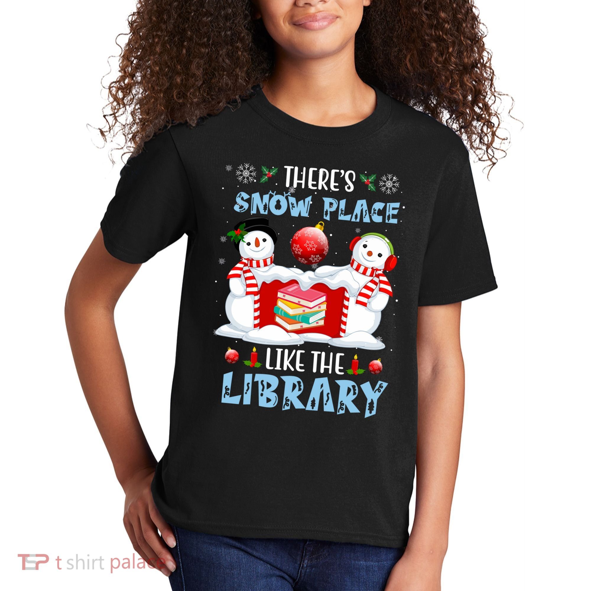 There's Snow Place Like The Library Book Worm Christmas Kids T-Shirt