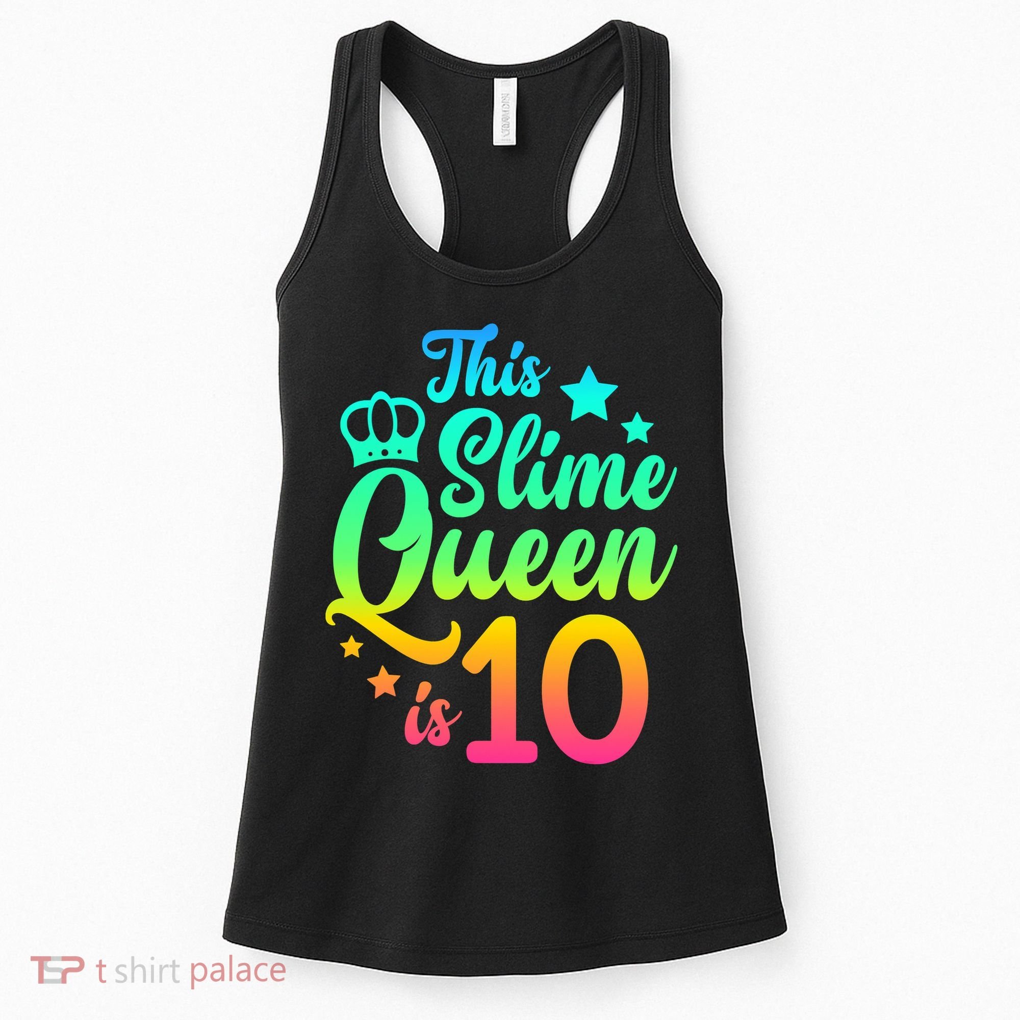 This Slime Queen Is 10 Girl Funny 10th Birthday Party Squad Women's Tank Top