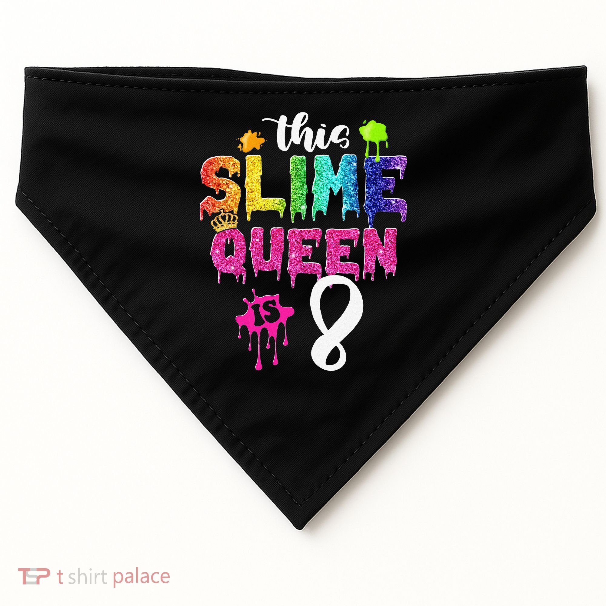 This Slime Queen Is 8th Birthday Crown 8 Years Old Bday USA-Made Doggie Bandana