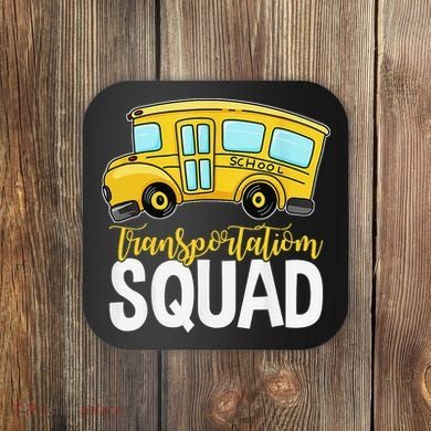Transportation Squad Retro Bus Aide Back To School Matching Coaster