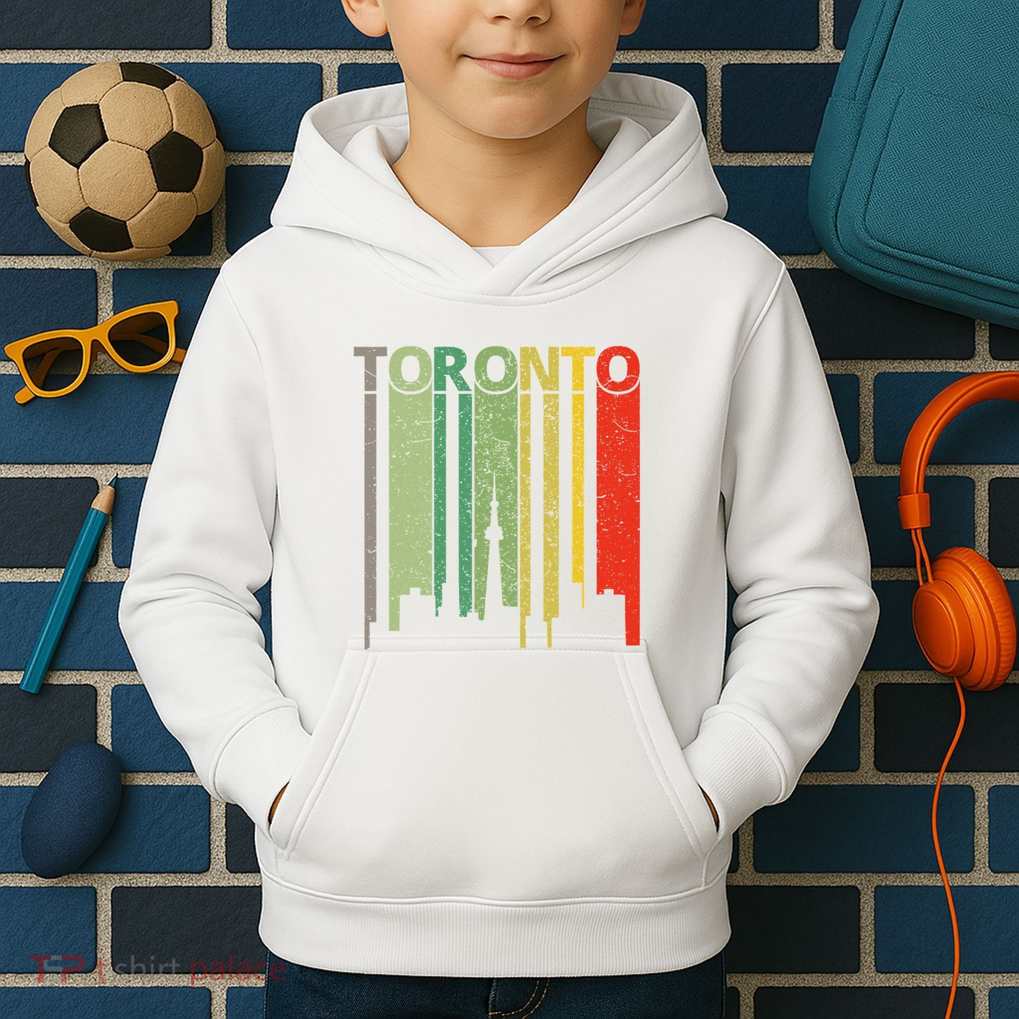 Toronto Skyline Retro Toronto Kids Hoodie