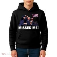 Trump Shot Rally Assassination Missed Me! Kids Hoodie thumb 4