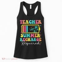Teacher Summer Recharge Required Funny Motivational Teacher Women's Tank Top thumb 0