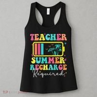 Teacher Summer Recharge Required Funny Motivational Teacher Women's Tank Top thumb 3