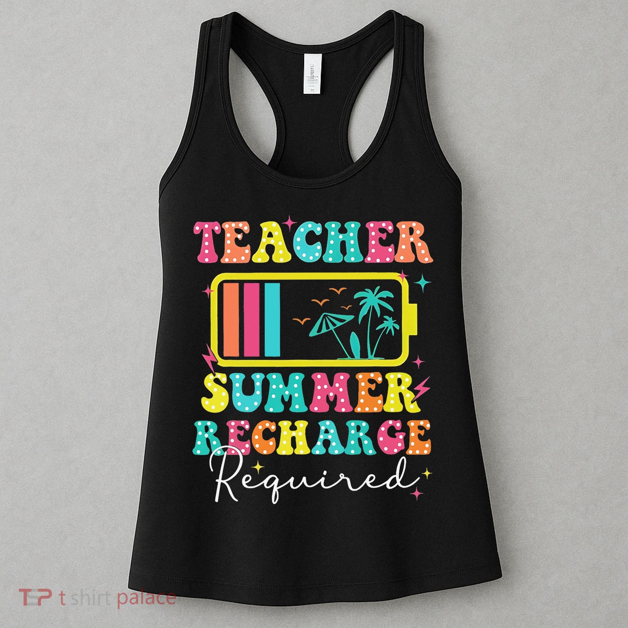 Teacher Summer Recharge Required Funny Motivational Teacher Women's Tank Top