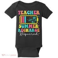 Teacher Summer Recharge Required Funny Motivational Teacher Baby Bodysuit thumb 0